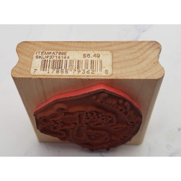 Bear and Rabbit Your My Berry Best Friend Rubber Stampede Wood Mounted Stamp - Picture 3 of 7